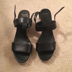 Cole Haan black wedge espadrille sandals